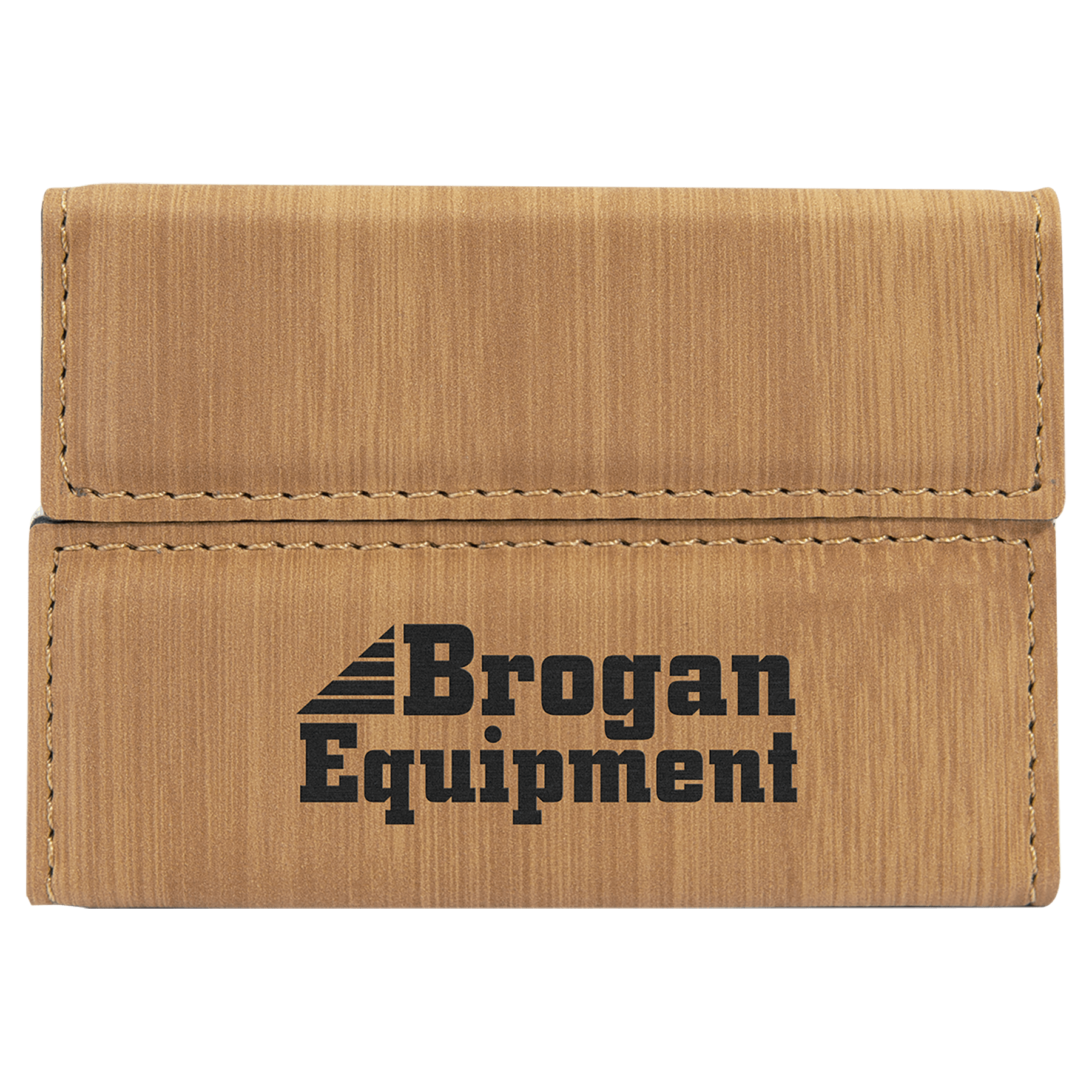 Bamboo 3 3/4" x 2 3/4" Laserable Leatherette Hard Business Card Holder