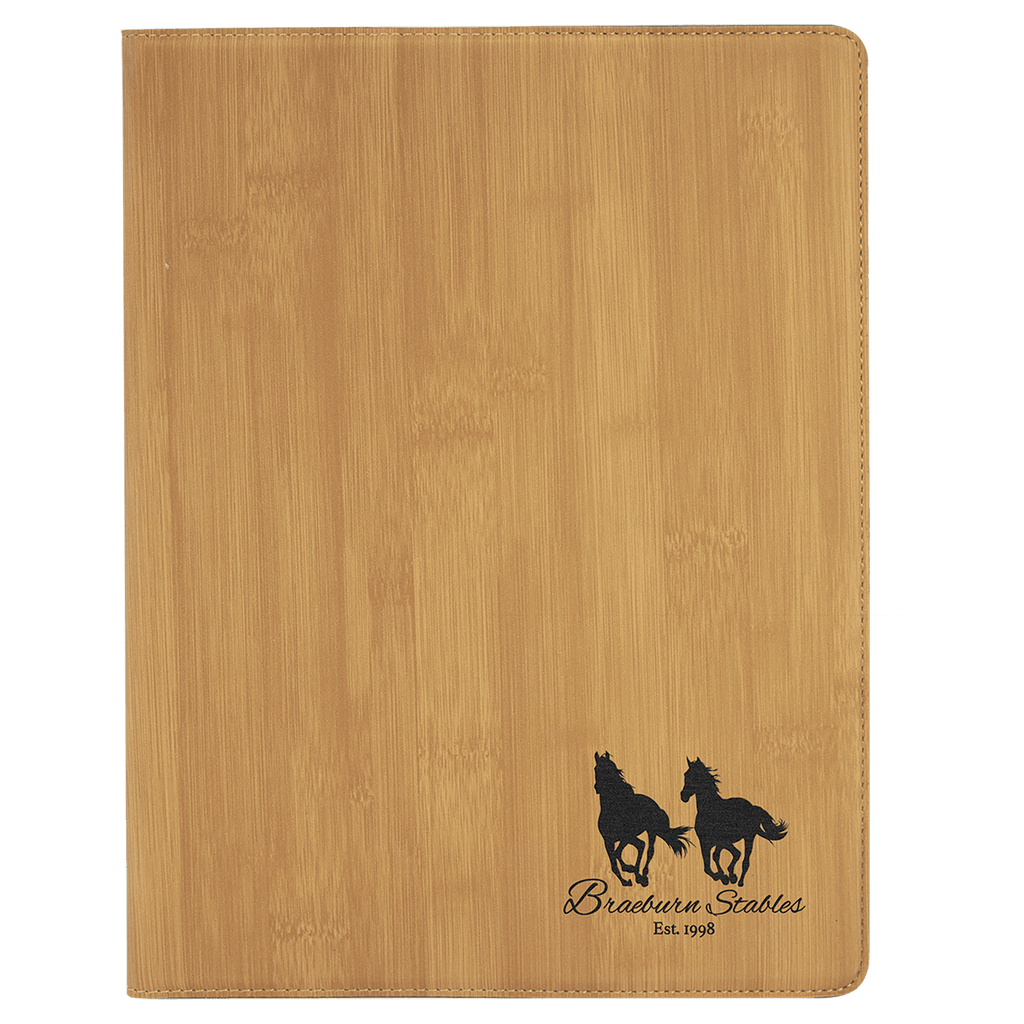 Bamboo 9 1/2" x 12" Laserable Leatherette Portfolio with Notepad