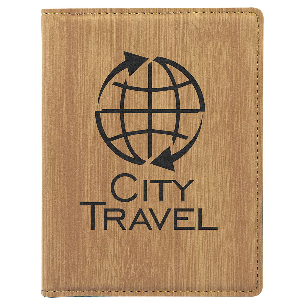 Bamboo 4 1/4" x 5 1/2" Laserable Leatherette Passport Holder