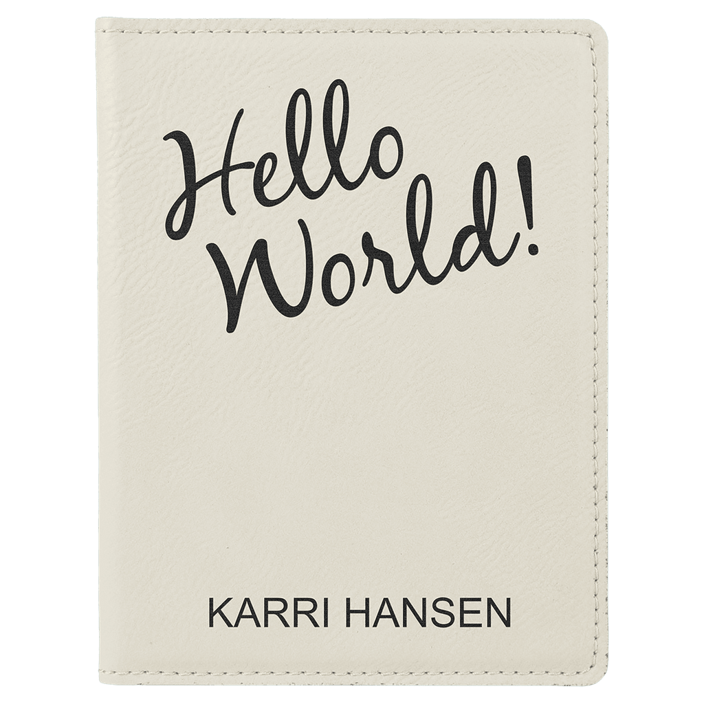 White 4 1/4" x 5 1/2" Laserable Leatherette Passport Holder