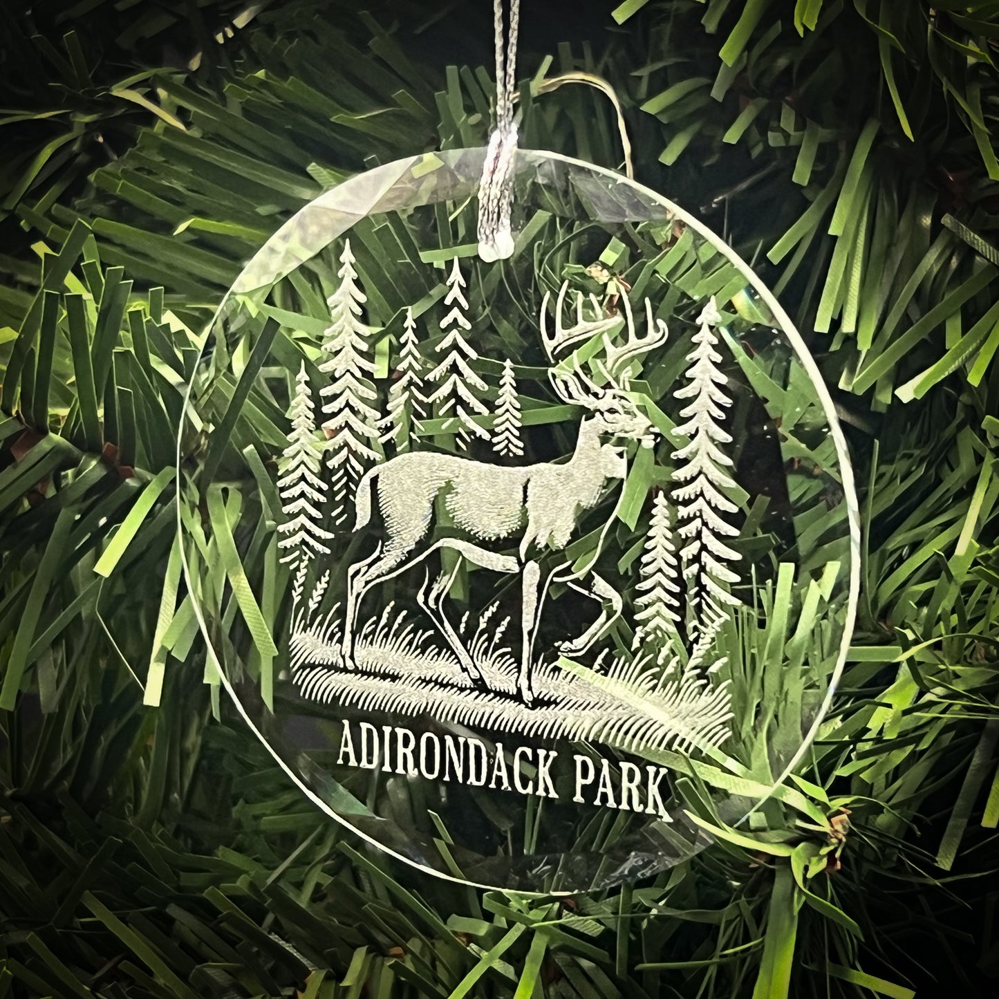 Deer in a Forest - Clear Glass Ornament