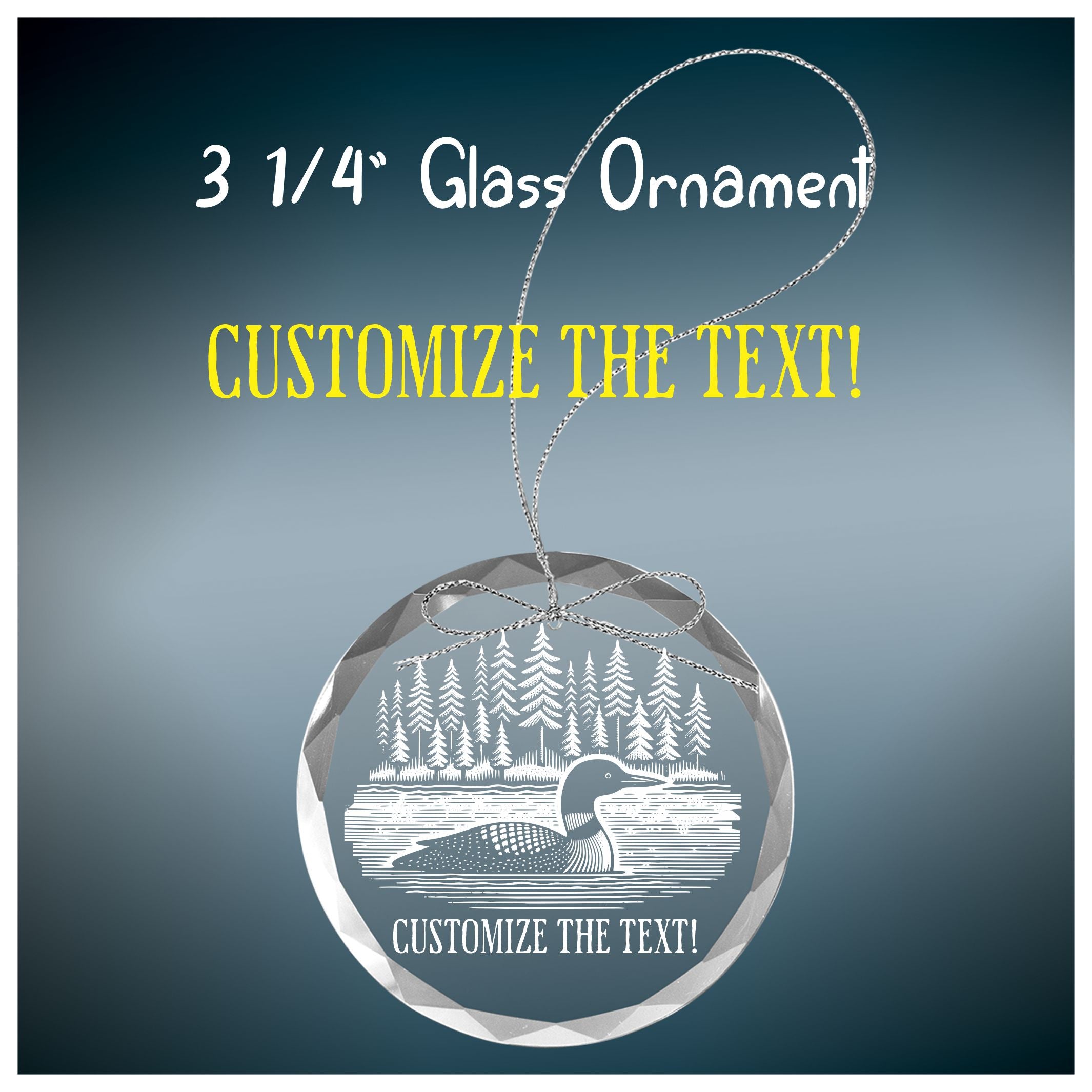 Loon on a Lake Clear Glass Ornament