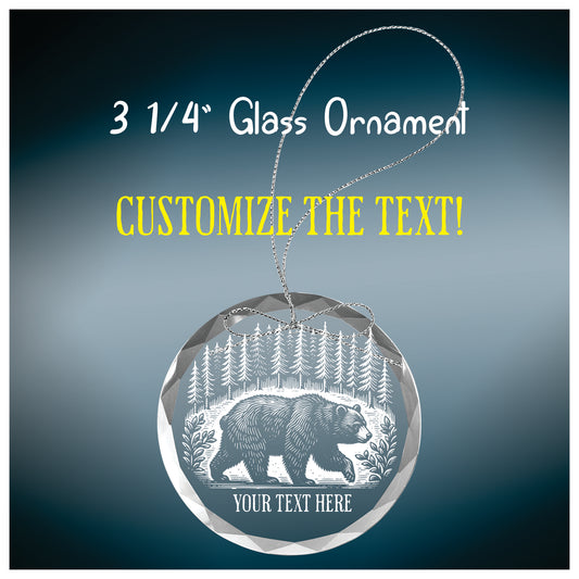 Bear in a Forest - Clear Glass Ornament