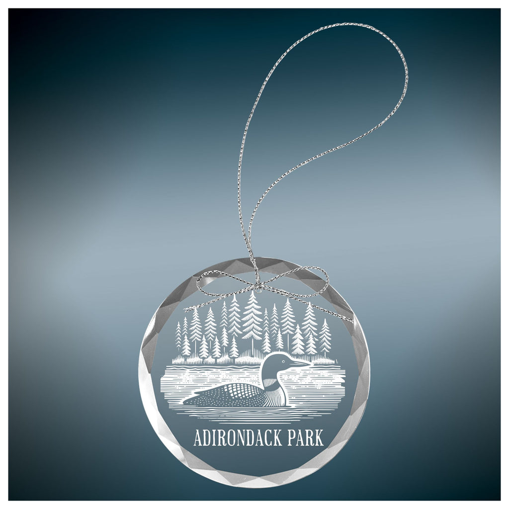 Loon on a Lake Clear Glass Ornament