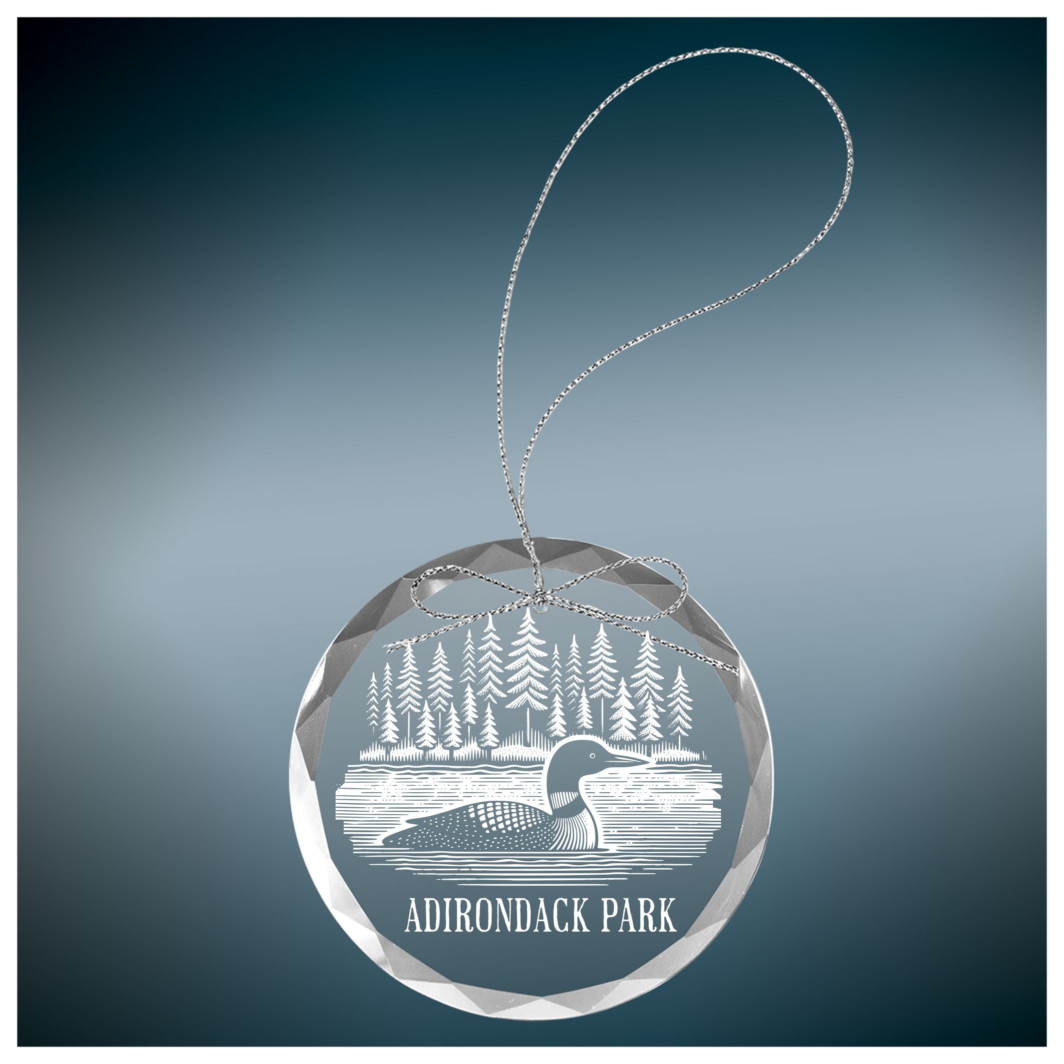 Loon on a Lake Clear Glass Ornament