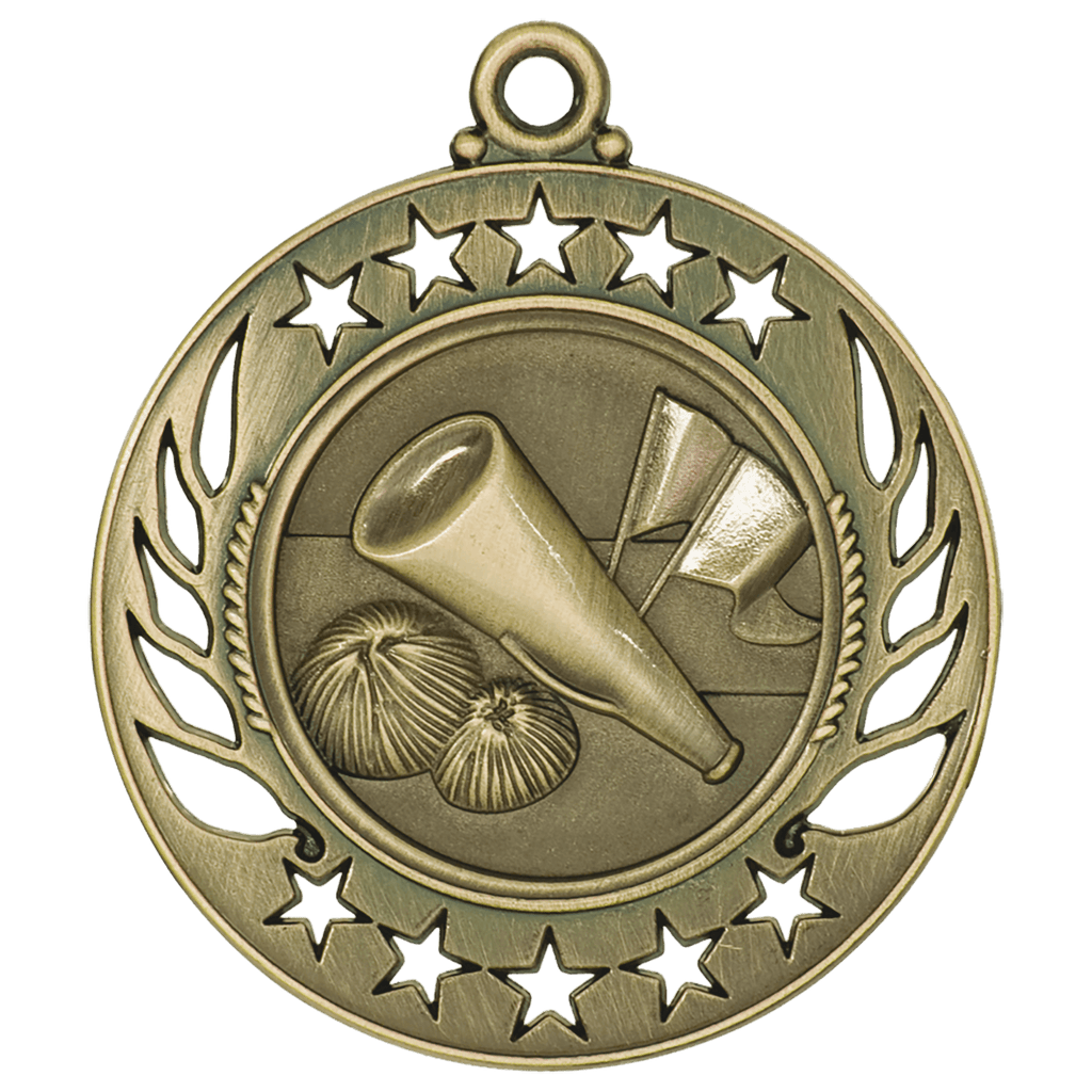 Antique Gold 2 1/4" Cheer Galaxy Medal