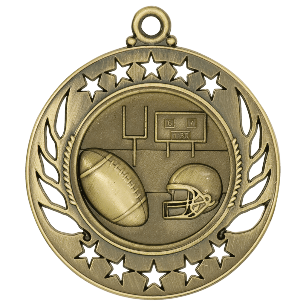 Antique Gold 2 1/4" Football Galaxy Medal