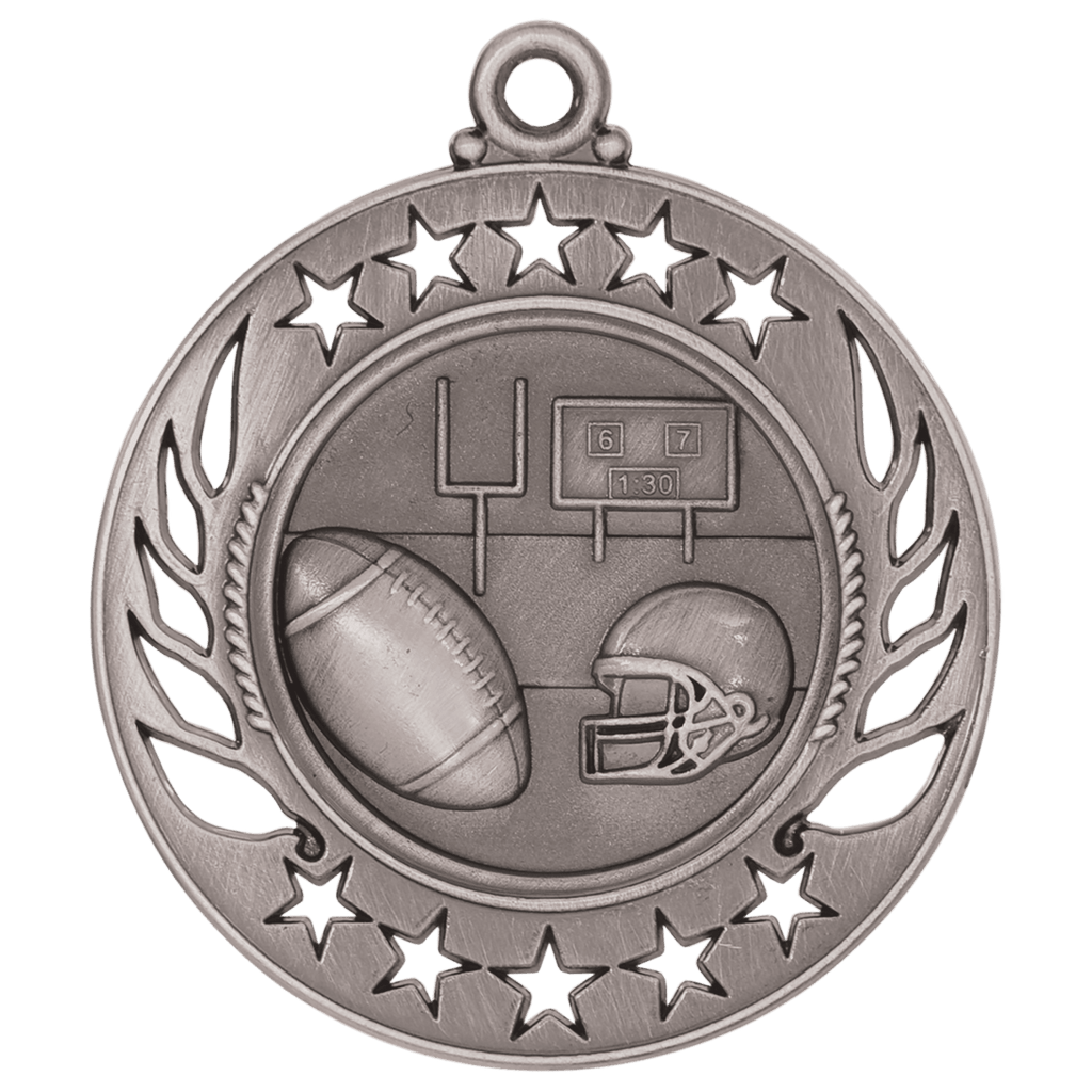 Antique Silver 2 1/4" Football Galaxy Medal