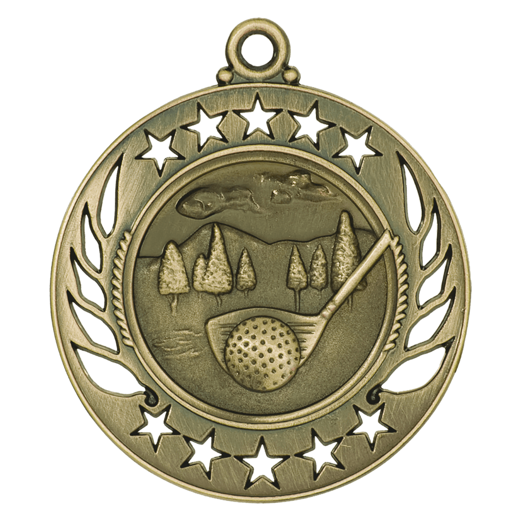 Antique Gold 2 1/4" Golf Galaxy Medal