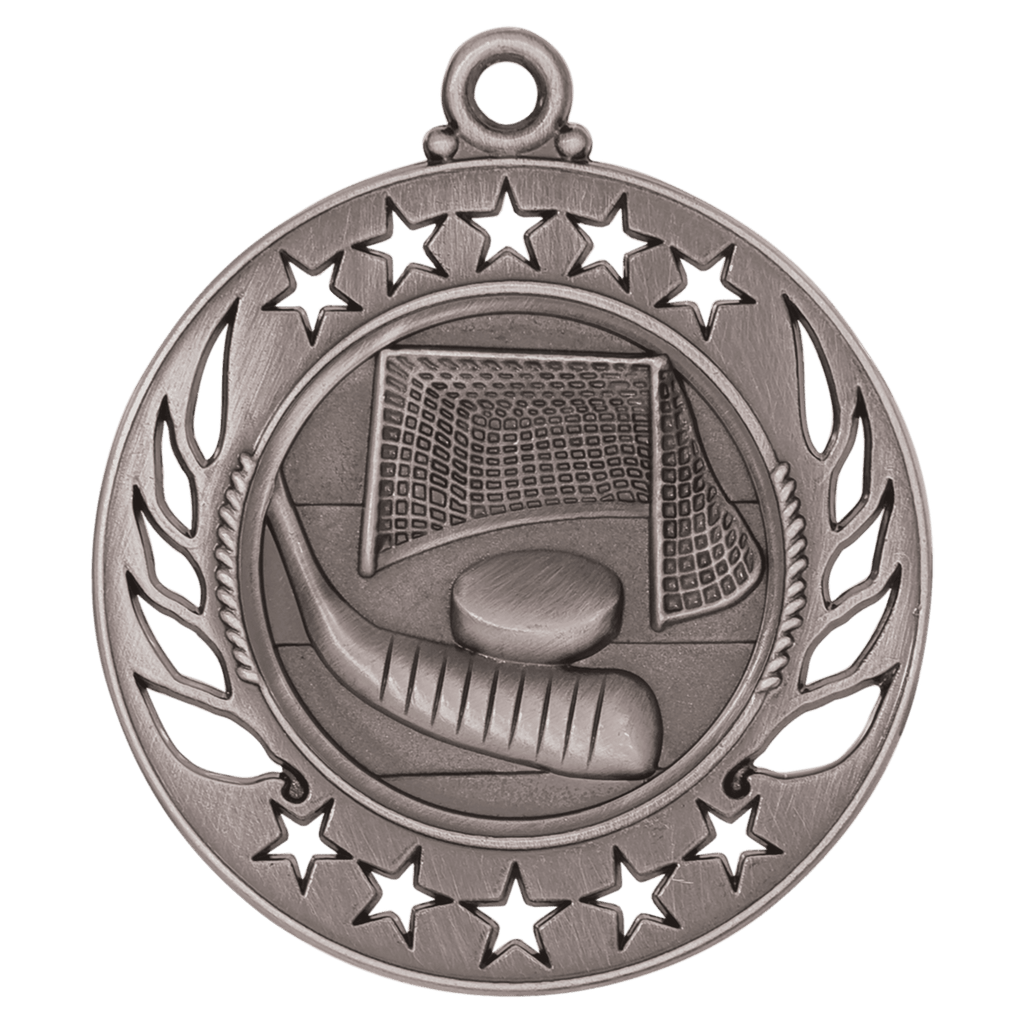 Antique Silver 2 1/4" Hockey Galaxy Medal