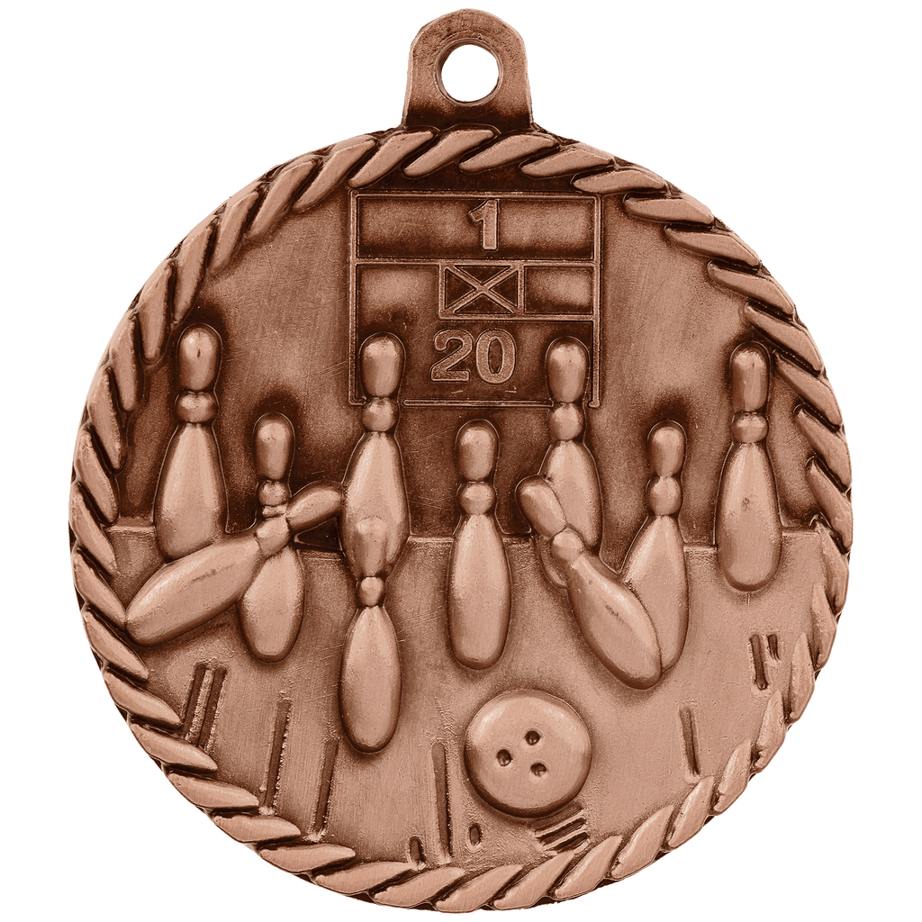 Antique Bronze 2" Bowling High Relief Medal