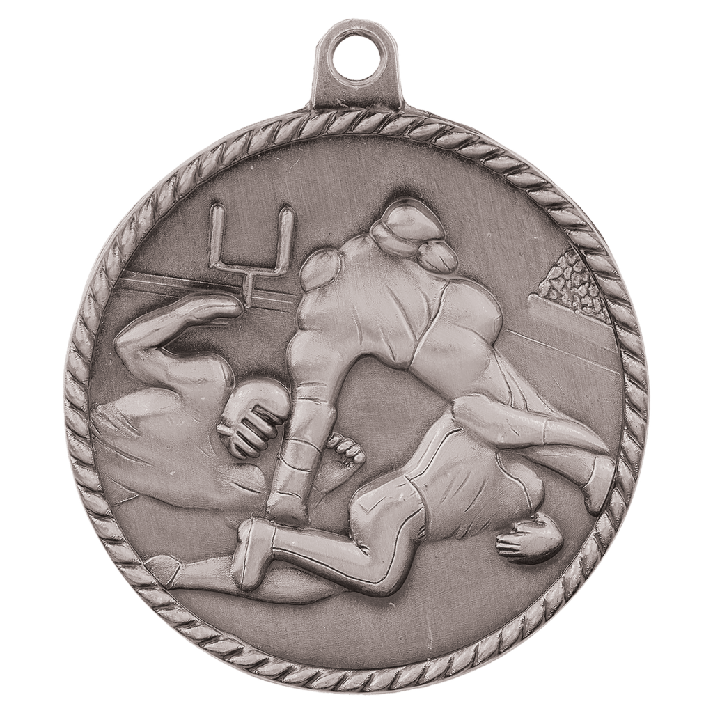 Antique Silver 2" Football High Relief Medal