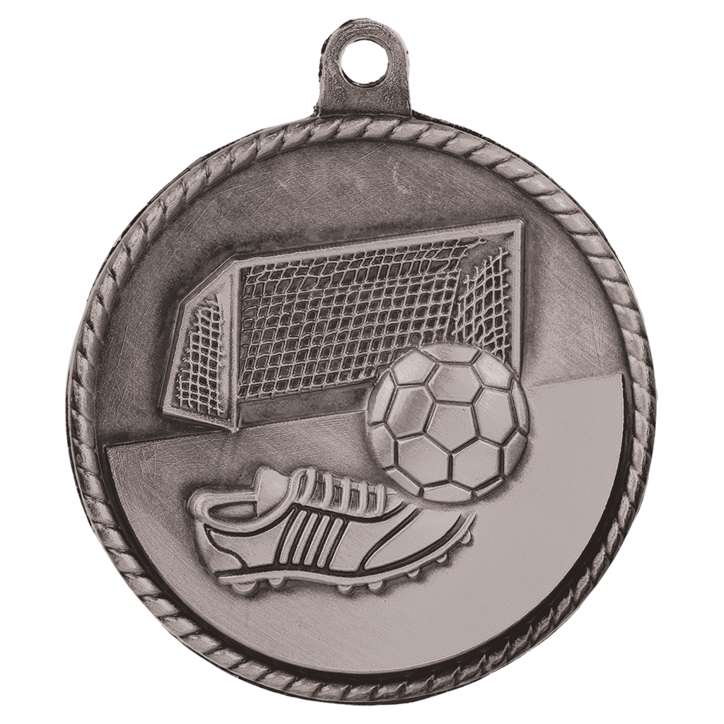 Antique Silver 2" Soccer High Relief Medal
