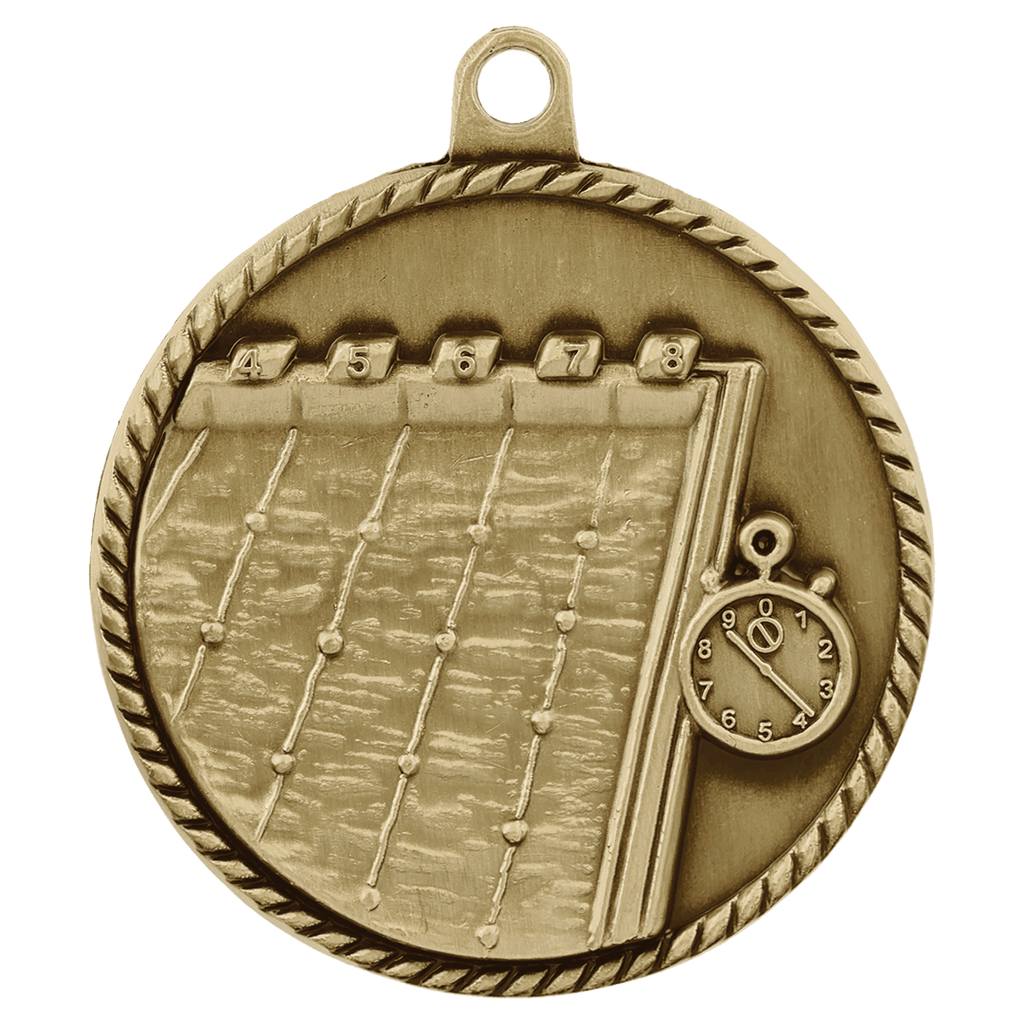 Antique Gold 2" Swimming High Relief Medal