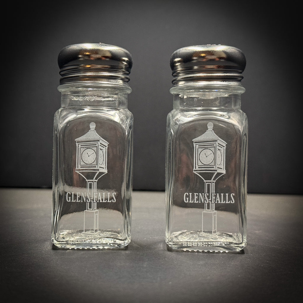 Glens Falls Clock Glass Salt and Pepper Shaker set