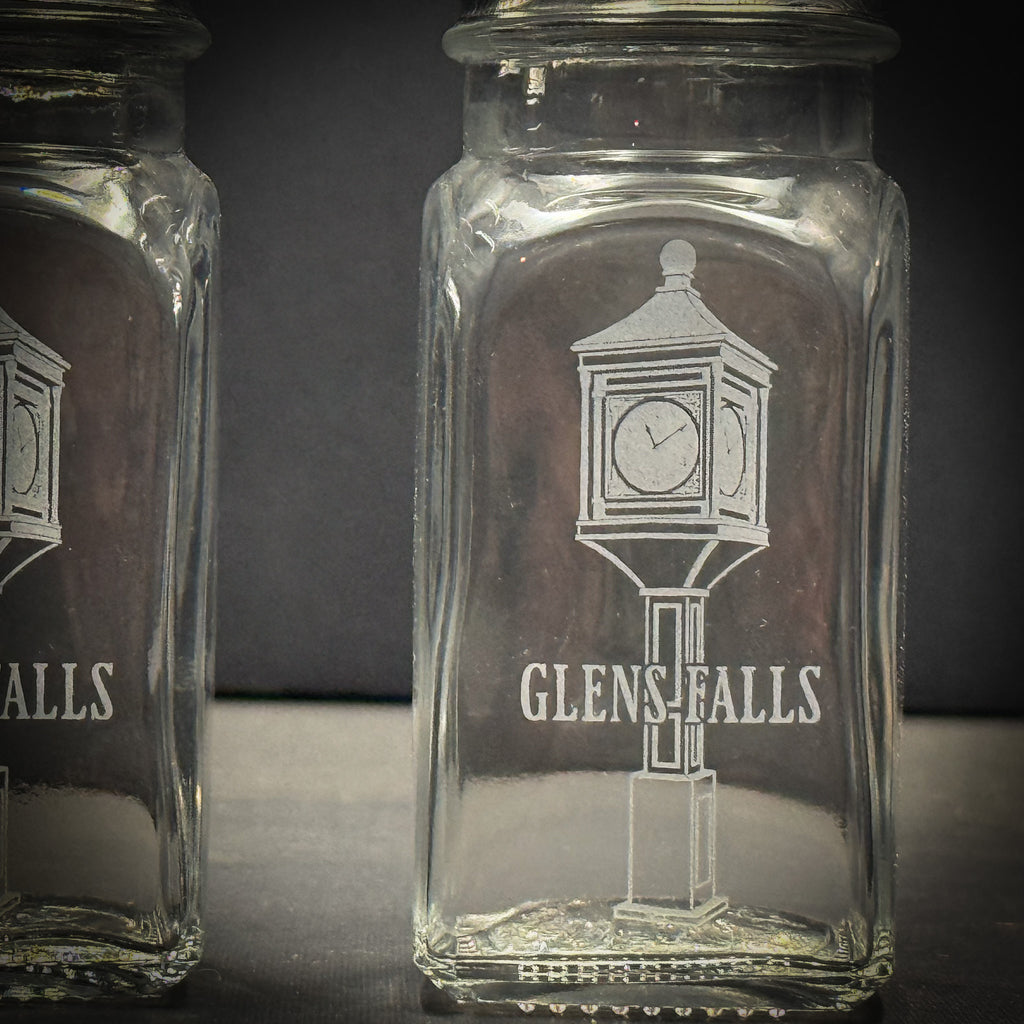 Glens Falls Clock Glass Salt and Pepper Shaker set