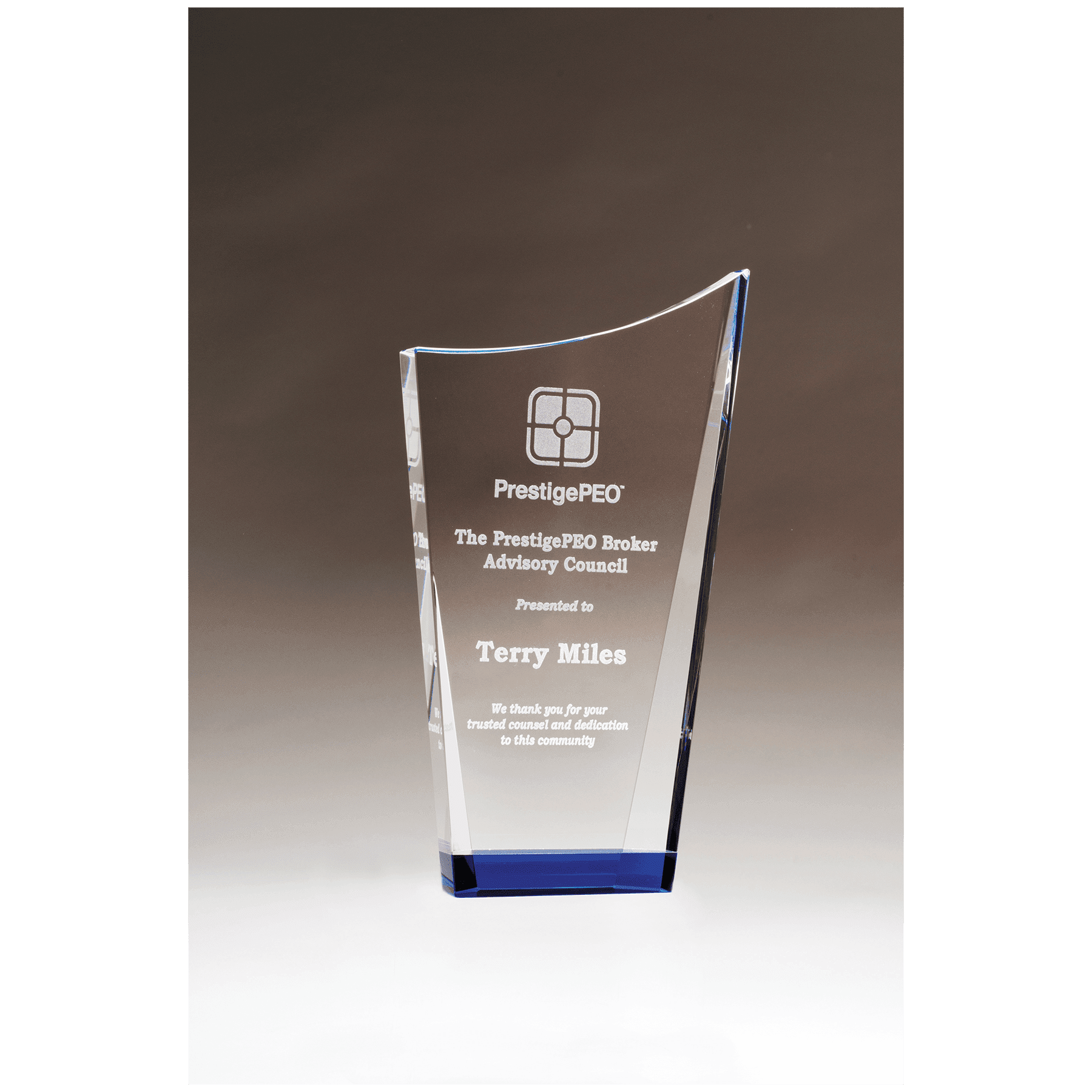 4 7/8" x 8" Contemporary Series Crystal with Blue Crystal Bottom