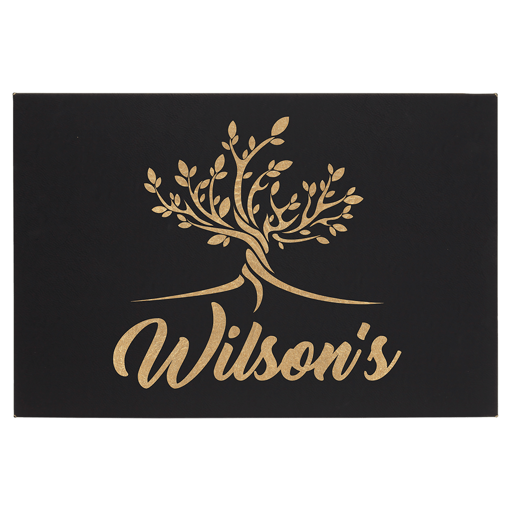 Black/Gold 12" x 18" Laserable Leatherette Wall Decor with Sawtooth Hanger