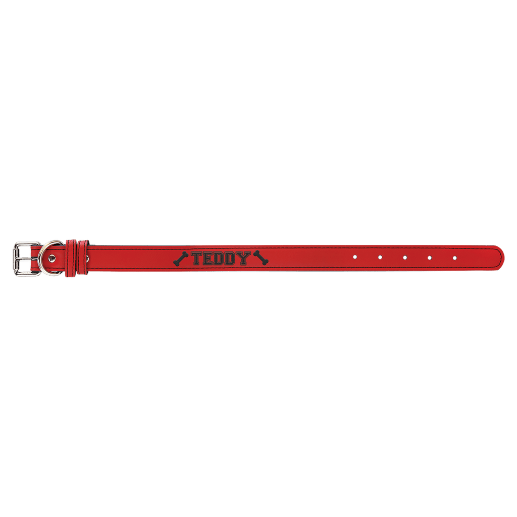 Red Small 15" x 3/4" Laserable Leatherette Dog Collar