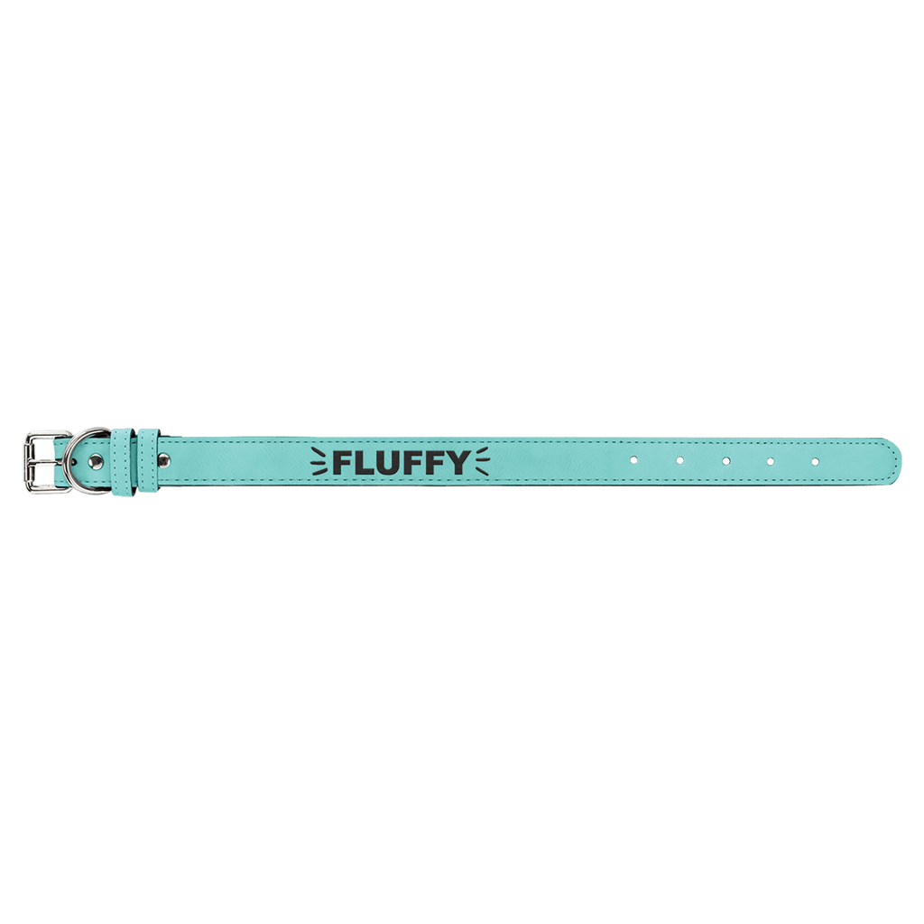 Teal Medium 19" x 1" Laserable Leatherette Dog Collar