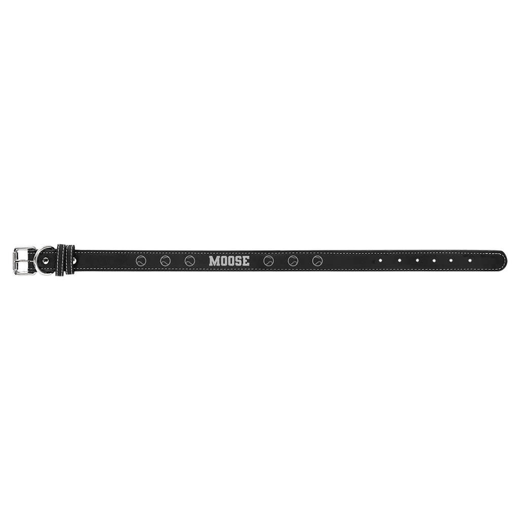 Black/Silver Extra Large 27" x 1 1/4" Laserable Leatherette Dog Collar