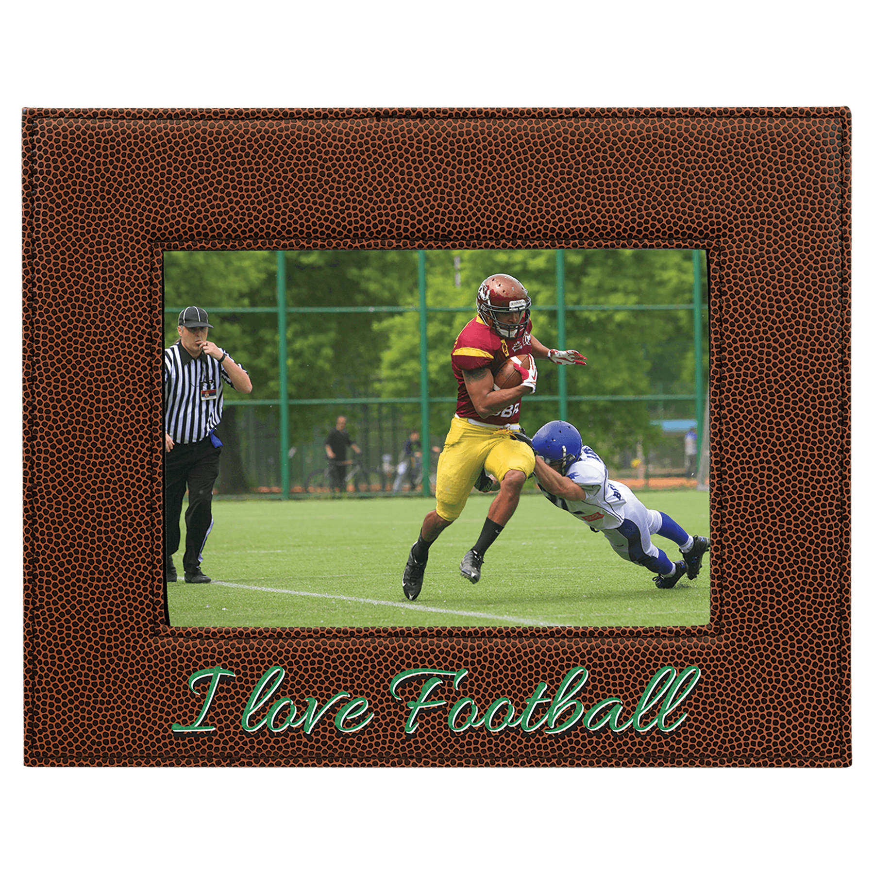 Football 5" x 7" Laserable Leatherette Photo Frame