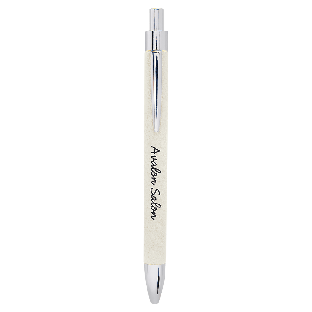 White Laserable Leatherette Pen