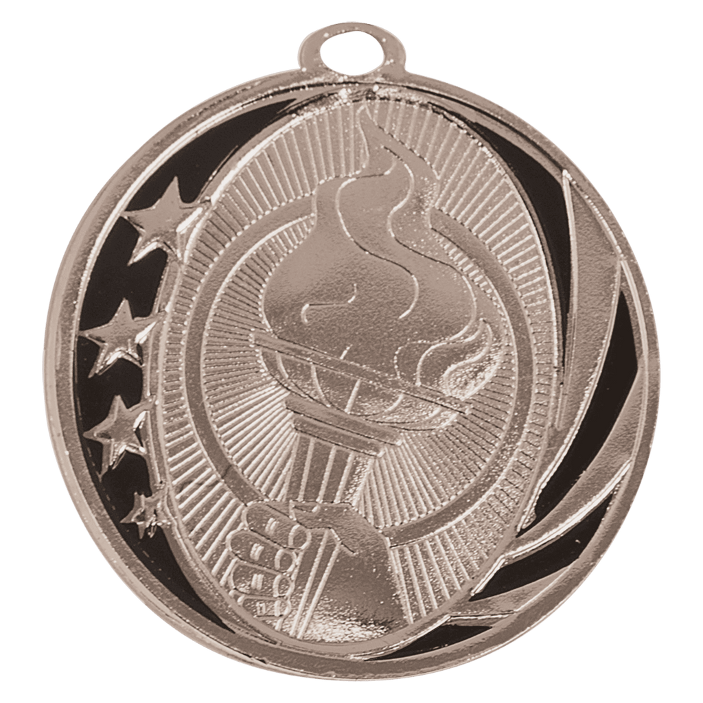 Bright Silver 2" Torch Laserable MidNite Star Medal