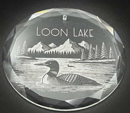 Loon an a Lake Scene Glass Ornament