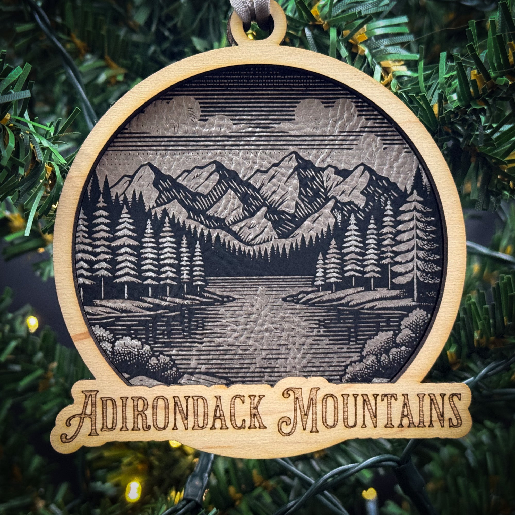Mountains and Trees Wood Ornament 3 Layered