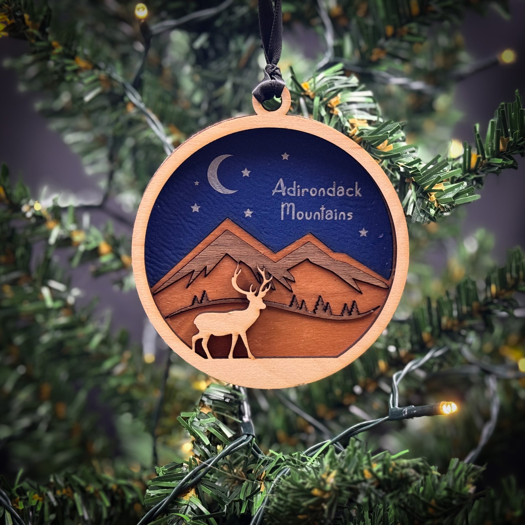 Deer, Trees and Mountains Ornament