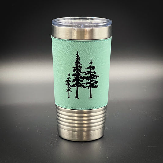 Trees 20 oz Leatherette Insulated Travel Mug