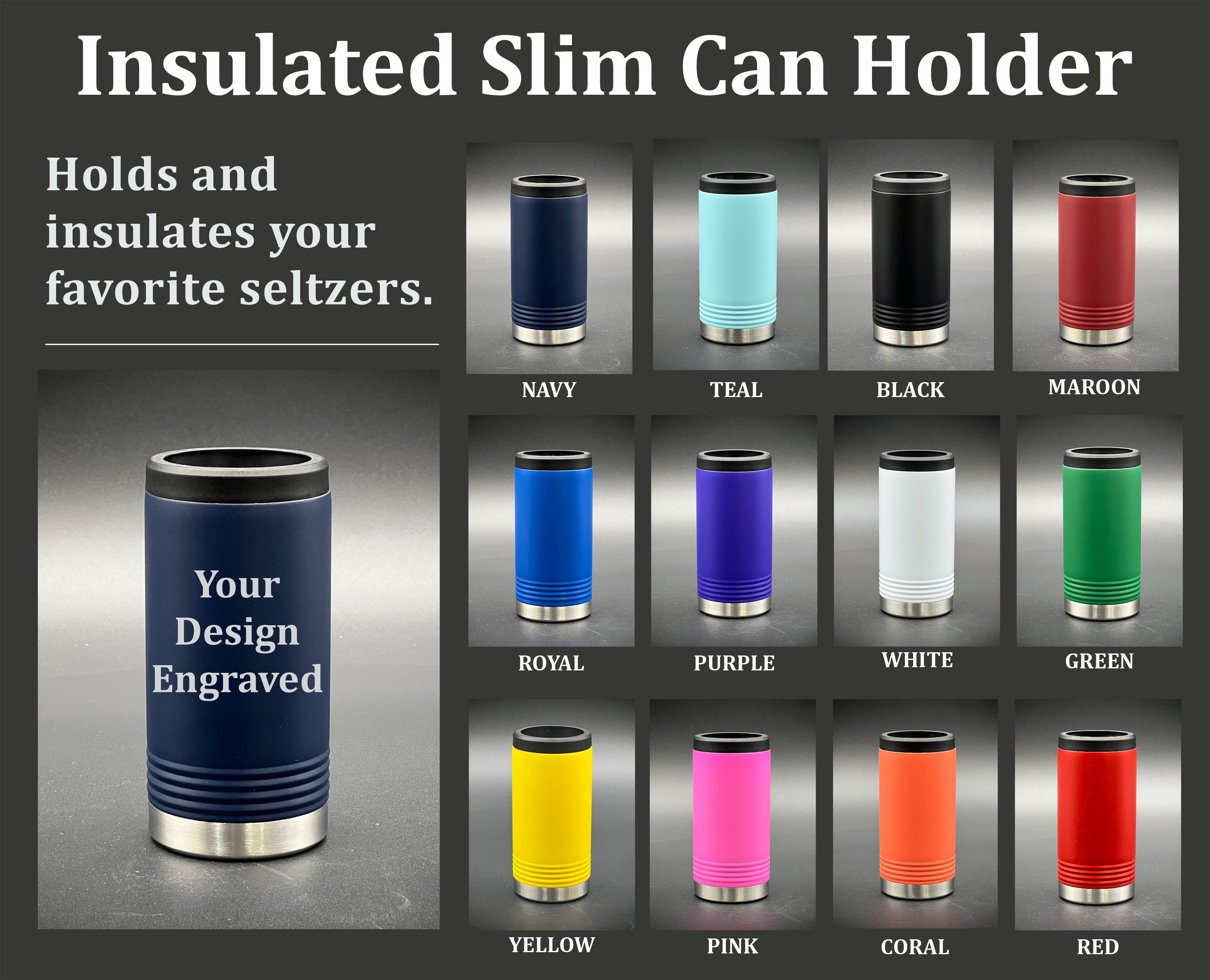 Seltzer Slim Can Holder Insulator Snarky Drinking Phrases Motif