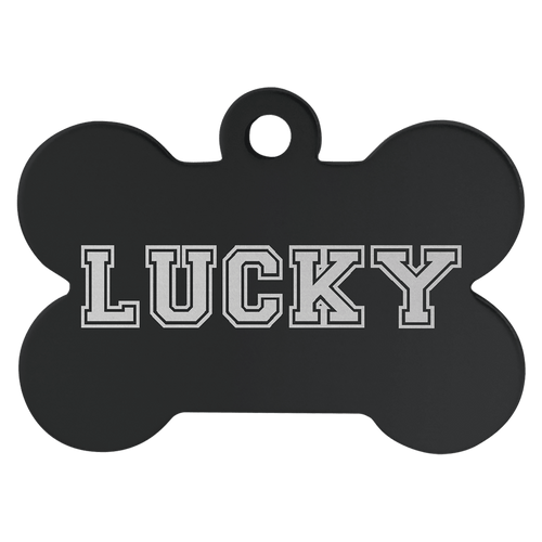 Black 1 1/4" x 3/4" Laserable Anodized Aluminum Bone Pet Tag