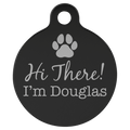 Black 1 1/4" Laserable Anodized Aluminum Round Pet Tag with Tab