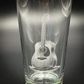 Acoustic Guitar Pint Glass – Custom Text Etched Durable Beer Drinking Glass