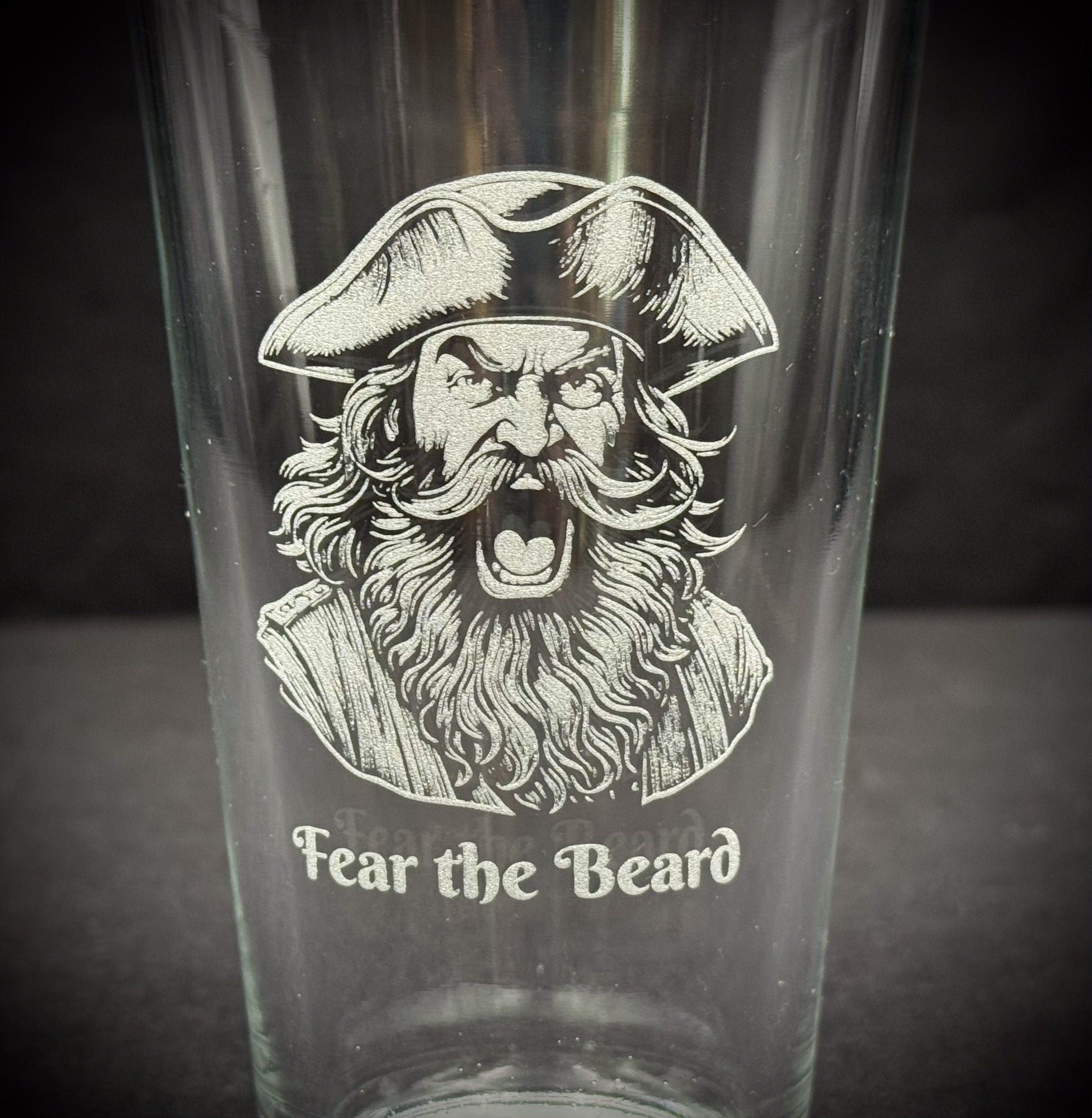 Pirate Pint Glass - Etched Durable Beer Glass | Fear the Beard Gift