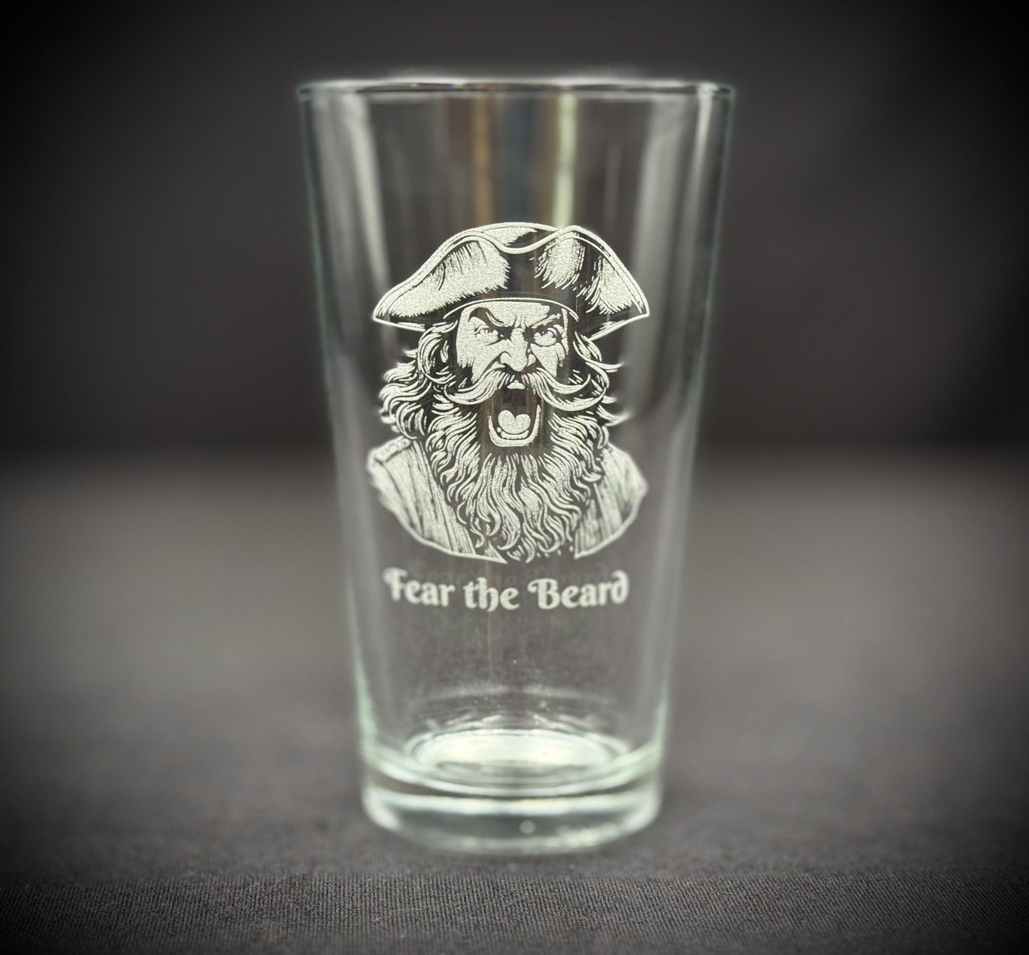 Pirate Pint Glass - Etched Durable Beer Glass | Fear the Beard Gift