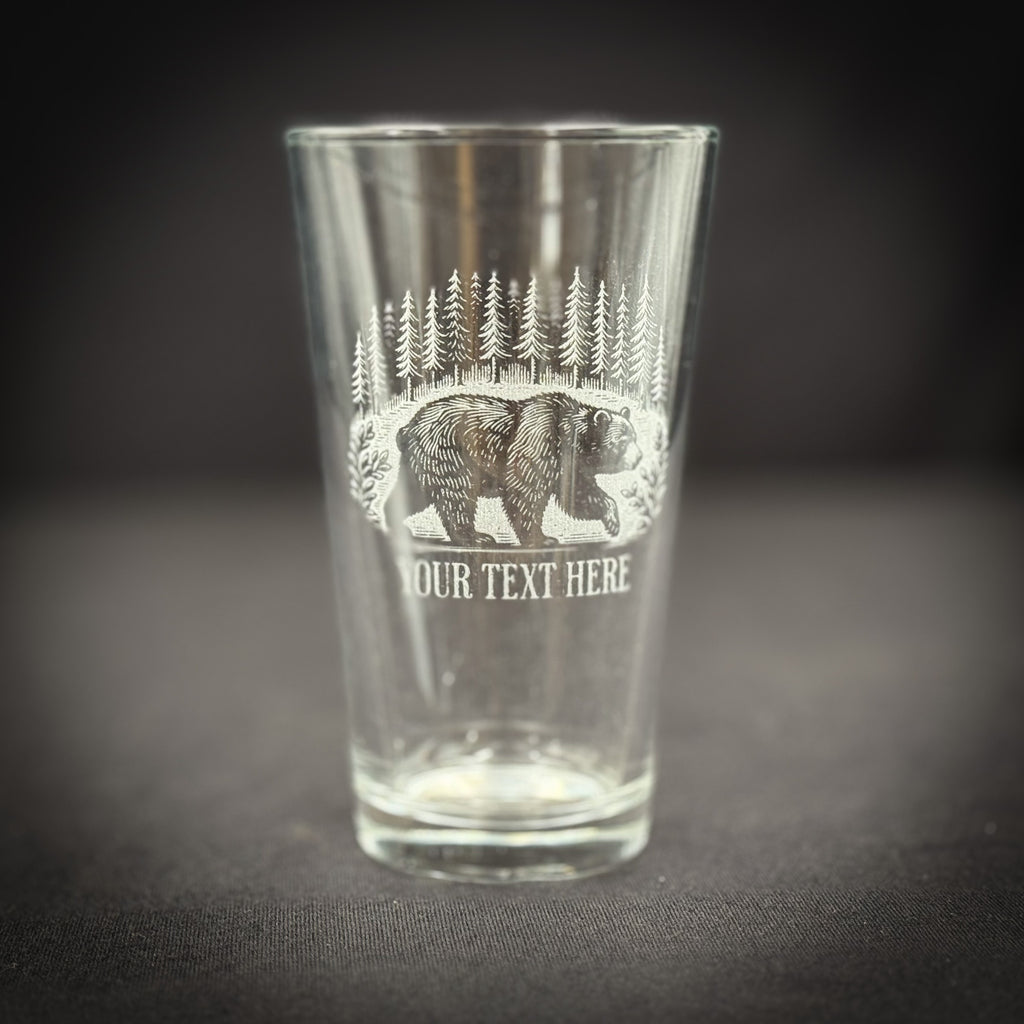 Bear in a Forest - Personalized pint glass