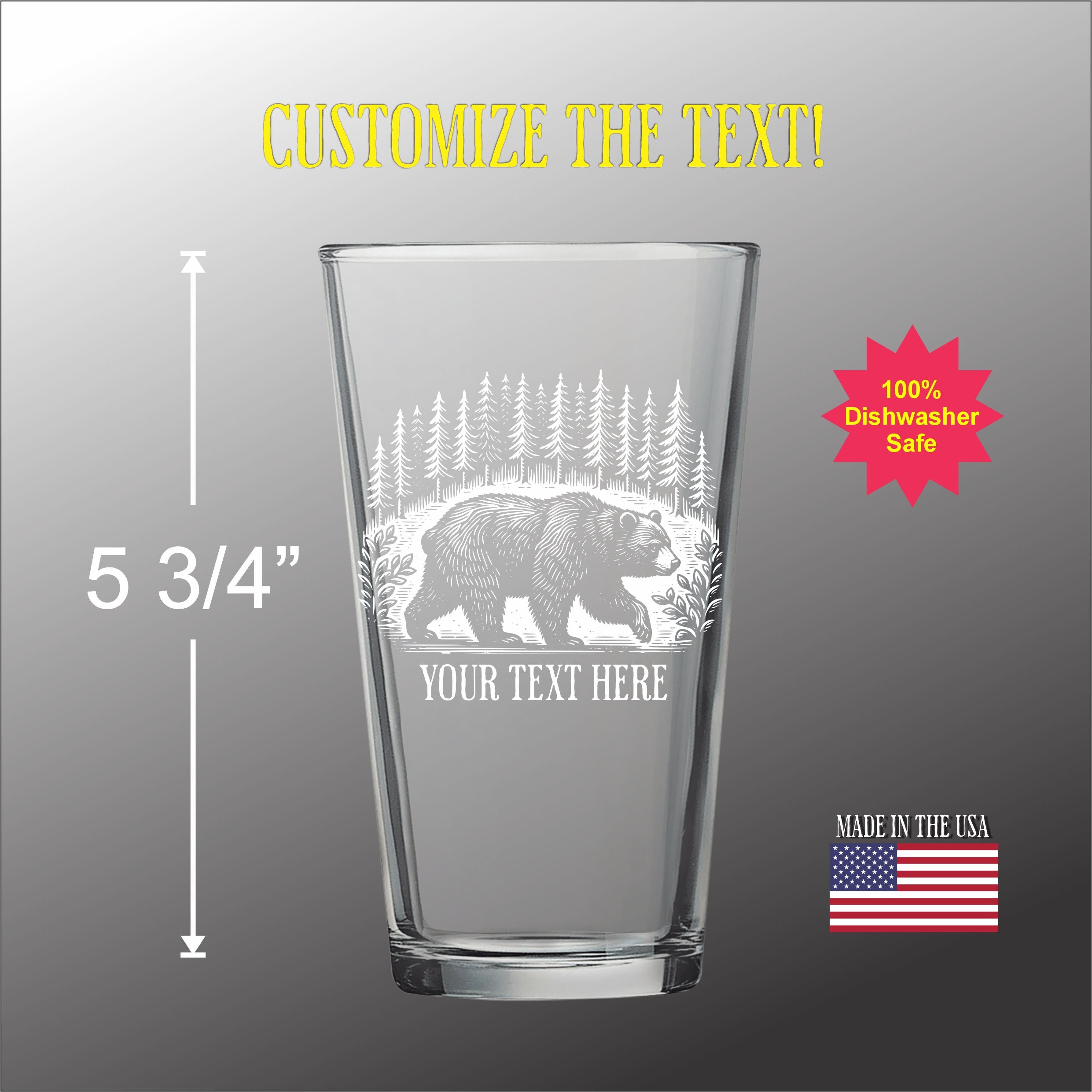 Bear in a Forest - Personalized pint glass