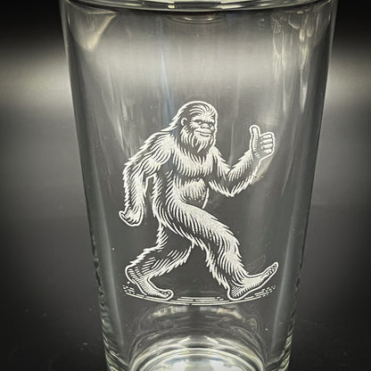 Bigfoot Thumbs Up - Laser engraved pint glass