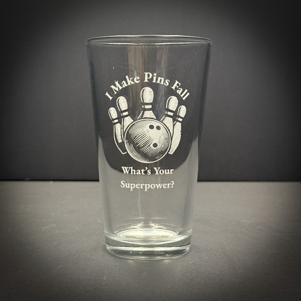Bowling Super Powers  - Pint glass