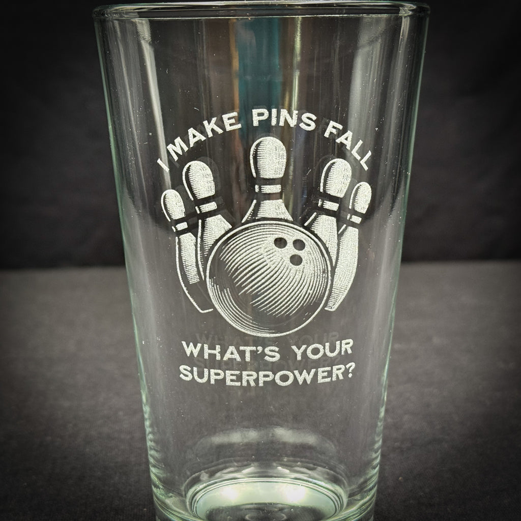 Bowling Super Powers  - Pint glass