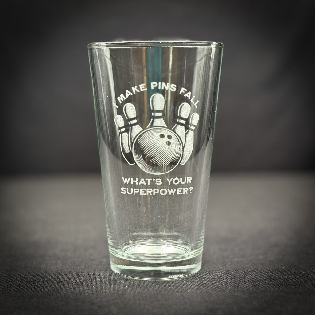 Bowling Super Powers  - Pint glass