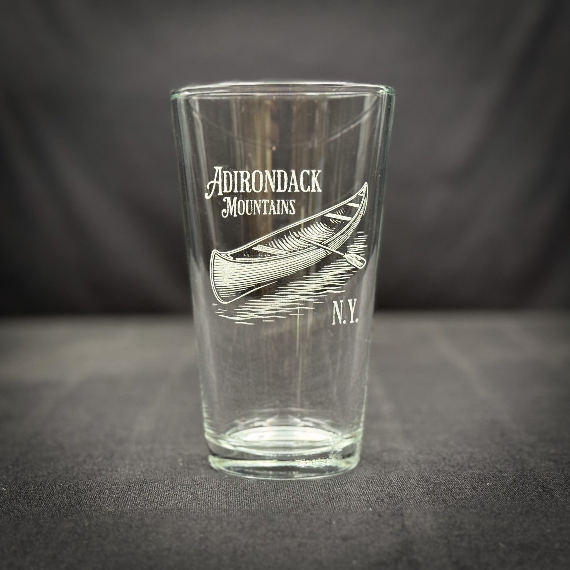 Canoe Adirondack Mountains Pint glass
