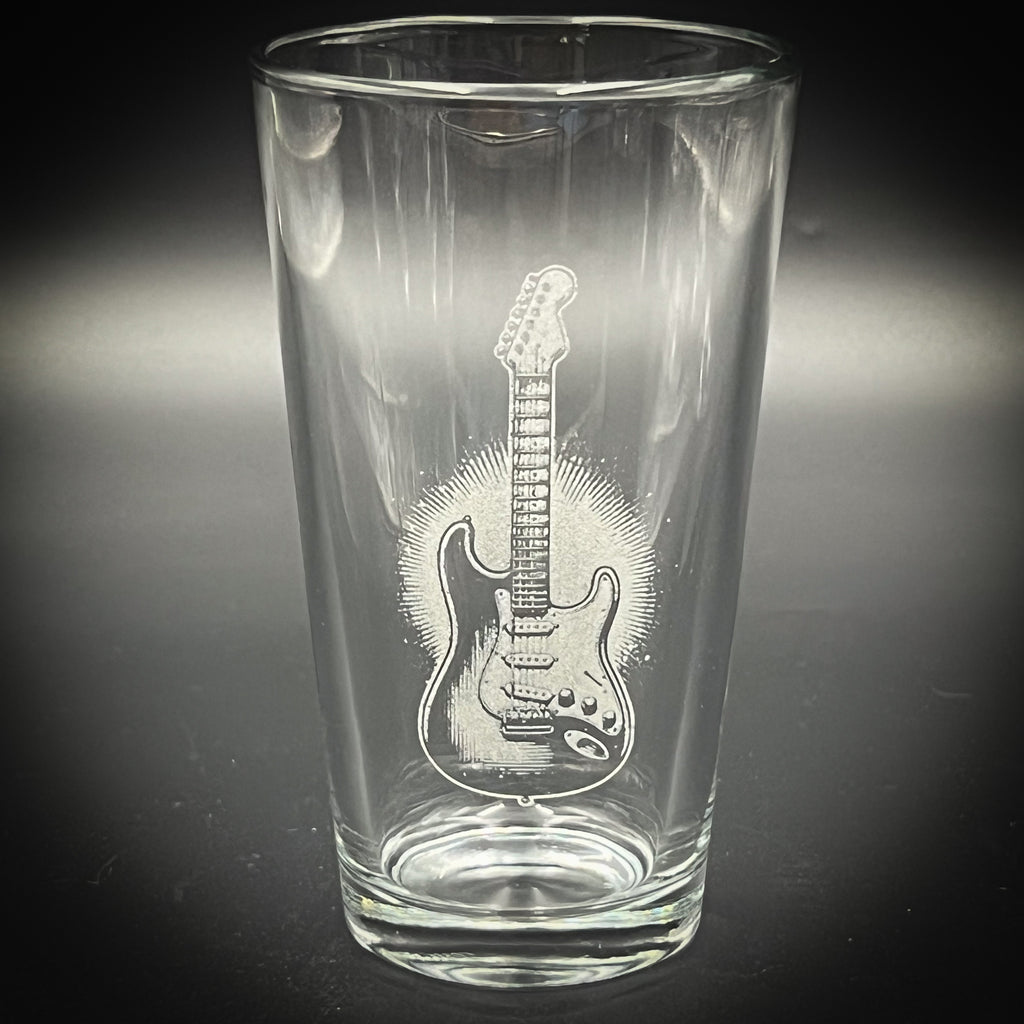 Electric Guitar Pint Glass – Durable Etched Drinking Glass For Music Lovers