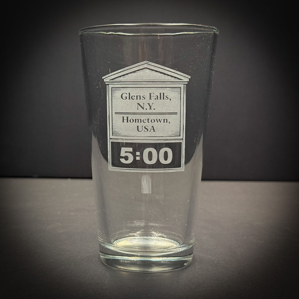 Glens Falls Bank Clock Engraved Pint glass