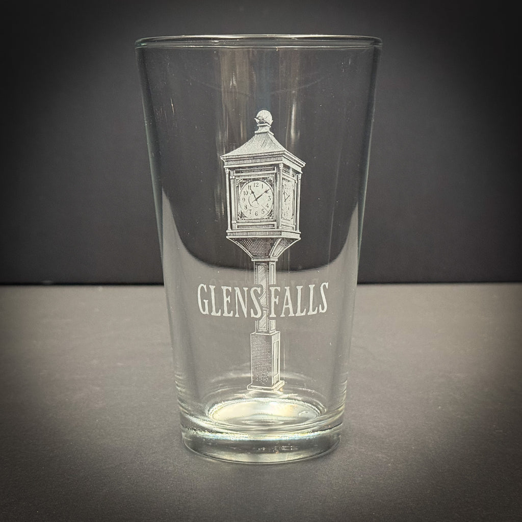 Glens Falls Clock Engraved Pint glass