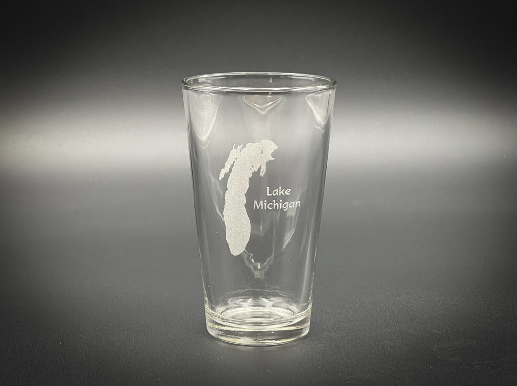 Lake Michigan Pint Glass - Laser engraved pint glass