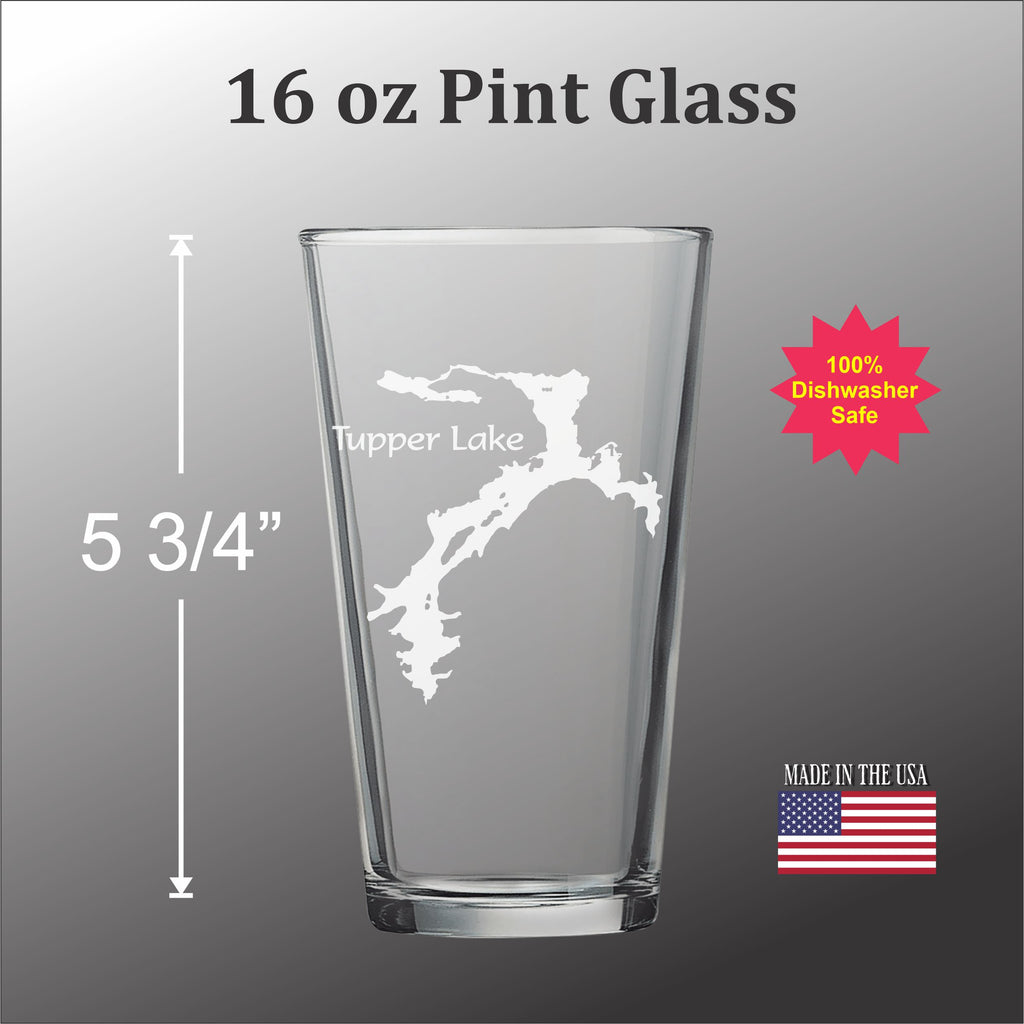 Tupper Lake - Etched Pint Glass - Tupper Lake, New York